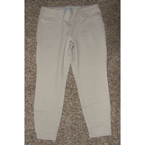 WONDERLY Light Khaki Sz Large Petite Elastic Waist Stretchy Ponte Ankle Leggings - Picture 1 of 8